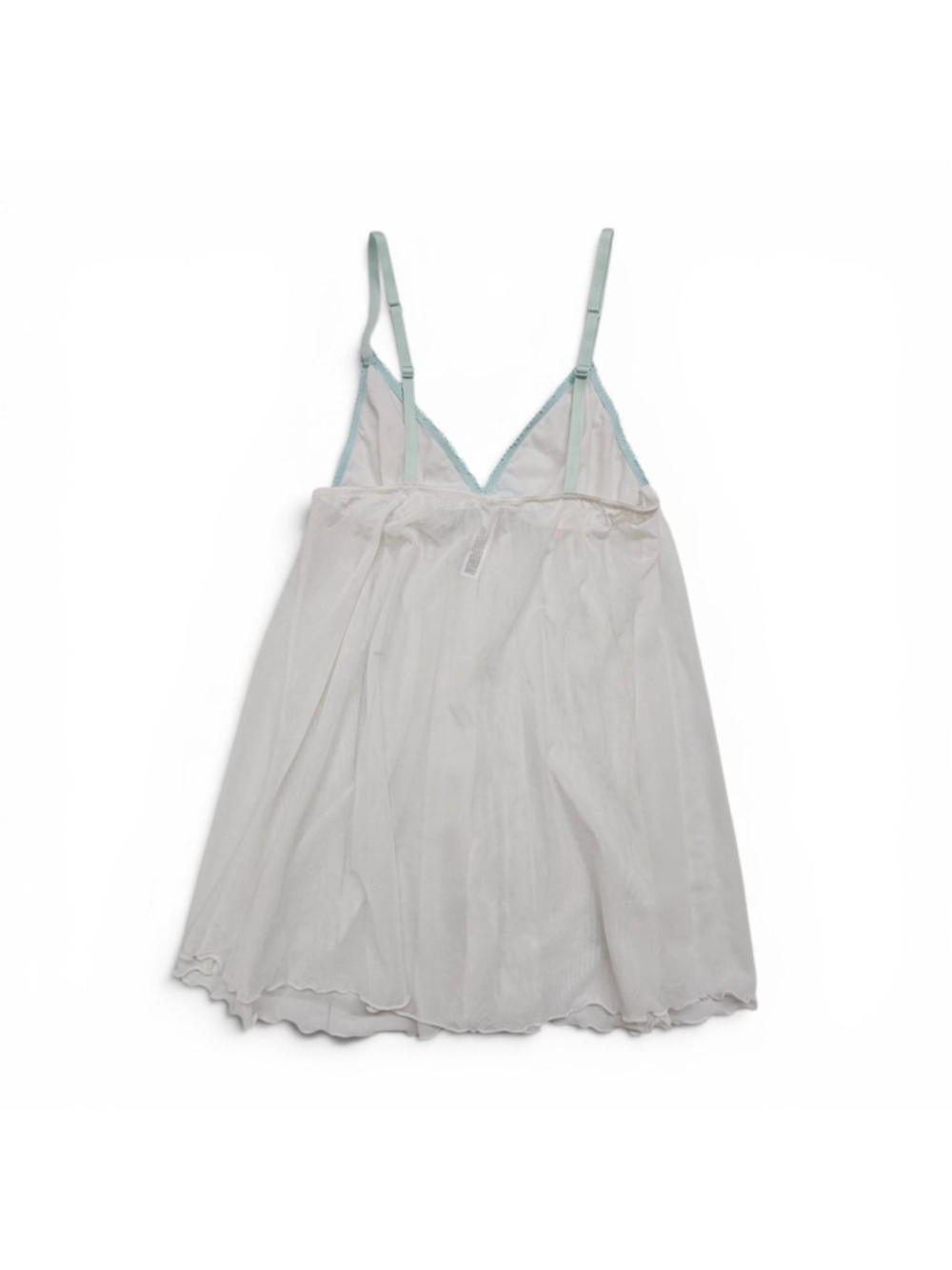 Gilligan & OMalley 90s White Babydoll Slip Dress In White and Light Blue Sz Med - Picture 3 of 7